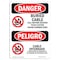 Signmission OSHA Danger, Buried Cable Call Before Digging Bilingual, 10in X 7in Decal, OS-DS-D-710-VS-1742 OS-DS-D-710-VS-1742 - alternate 1